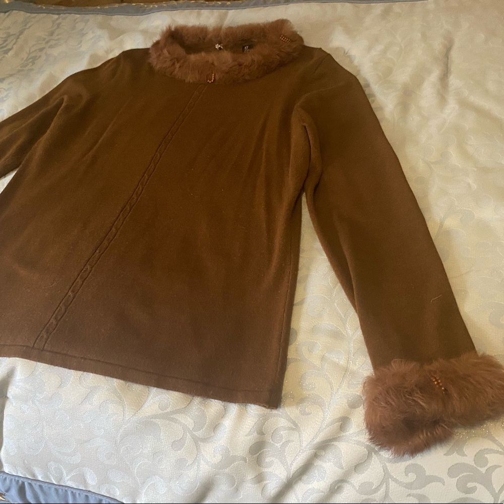 NY Collection Brown Sweater Size L